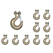 Tie 4 Safe G70 3/8" Clevis Slip Hook Flatbed Truck Trailer Transport Tow Chain Hook, 10PK FH407-38-10